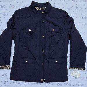 Charter Club Women Lined Water Resistant Jacket Chest And Front Pockets Blue